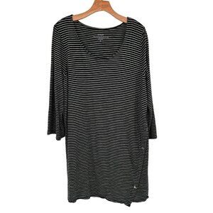 Pure Jill womens Asymmetric-Button Tunic Black & White Stripes Size XL Tall